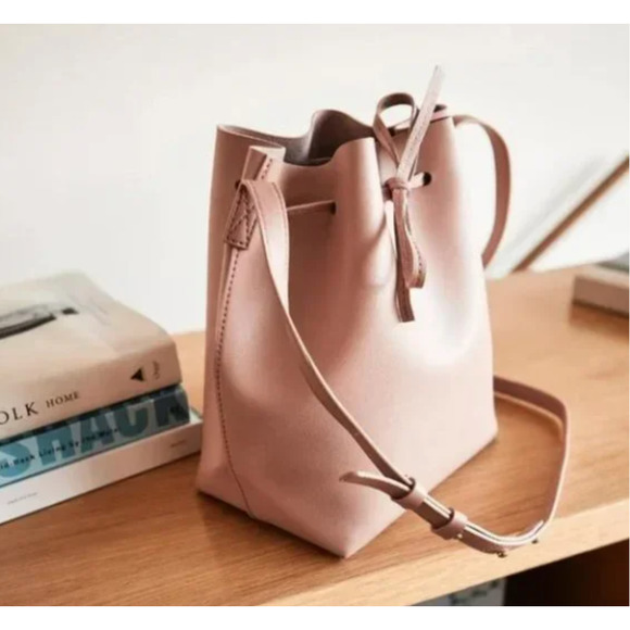 kayla + ava Handbags - New!  Kayla + Ava Vegan Dusty Pink Bow Tie Bucket Bag Purse